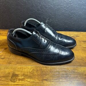 VTG Black Brogue Leather Safety Wingtip Oxford Shoes US 11 D Steel‎ Toe Work USA